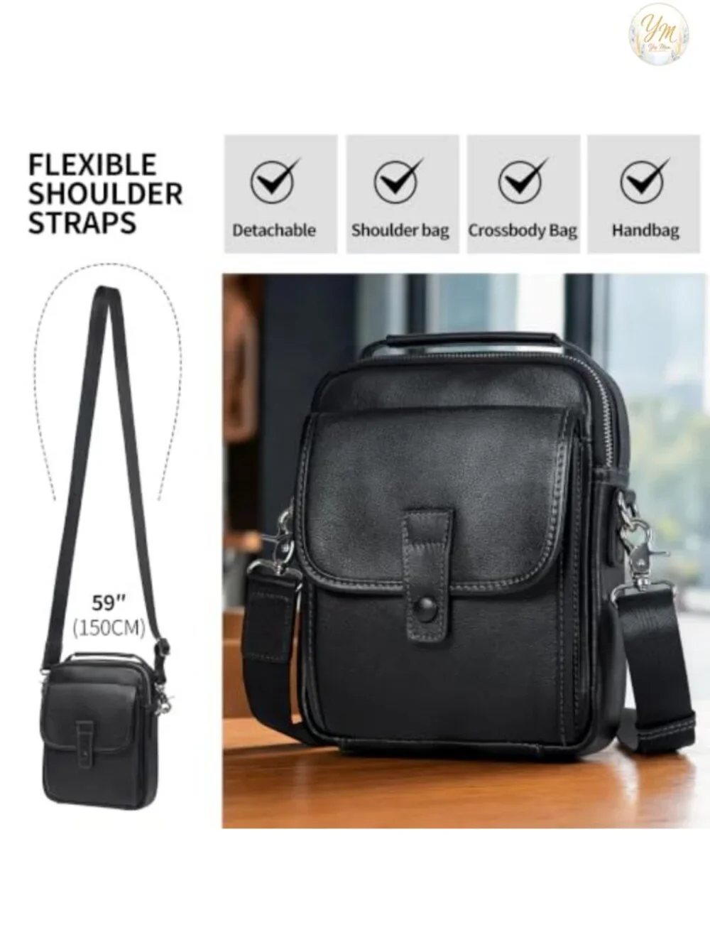 Genuine Leather Small Messenger Bag Crossbody
